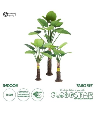 GloboStar® Artificial Garden TARO SET 20089 Τεχνητό Διακοσμητικό Σετ Φυτών Κολοκασία A:Υ300cm B:Υ210cm C:Υ160cm